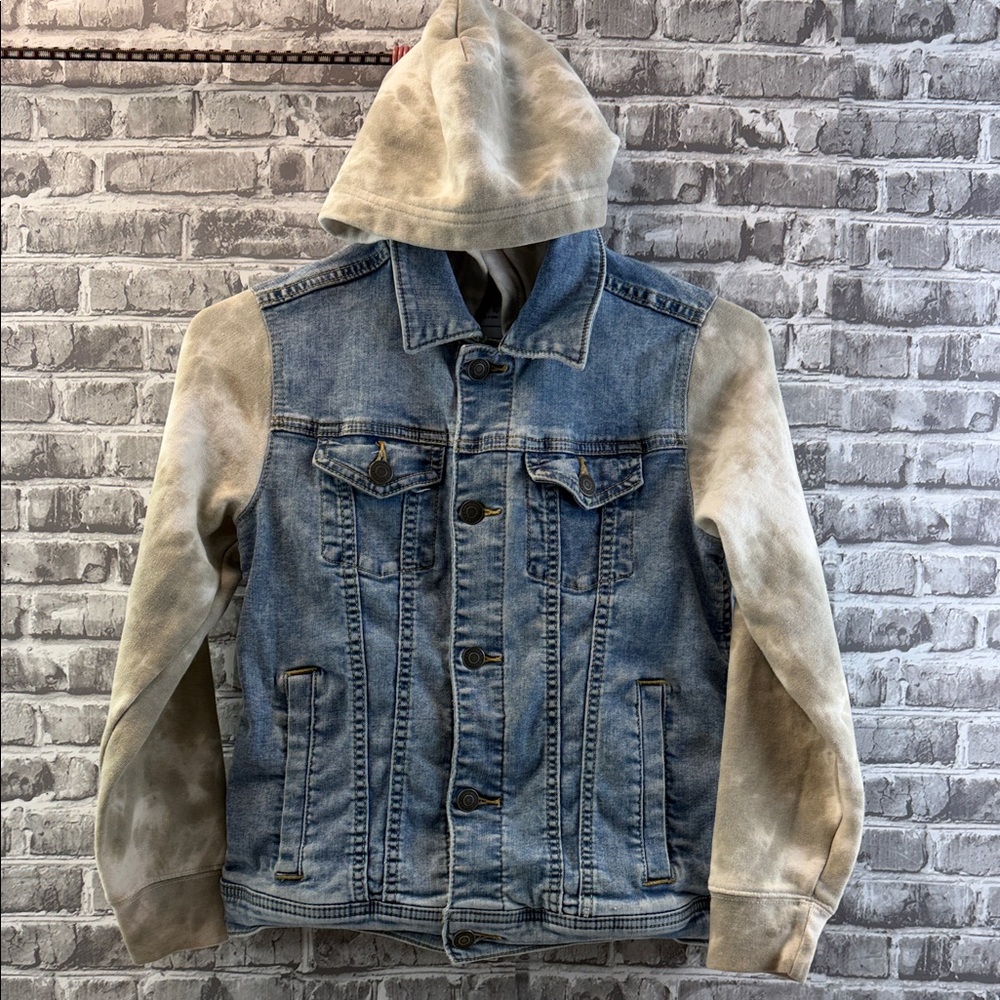 Abercrombie Kids Denim Jacket with Tan‎ Sleeves and hoodie